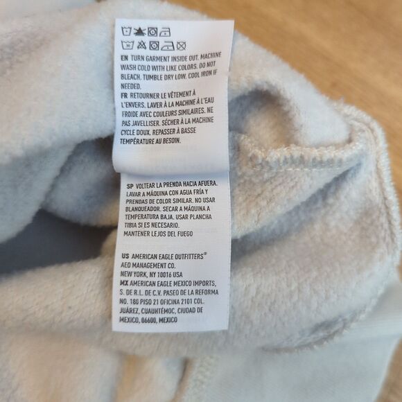 American Eagle Hoodie Sweatshirt Mens Small Blue Cream Spell Out Logo VTG Y2K - Picture 8 of 9